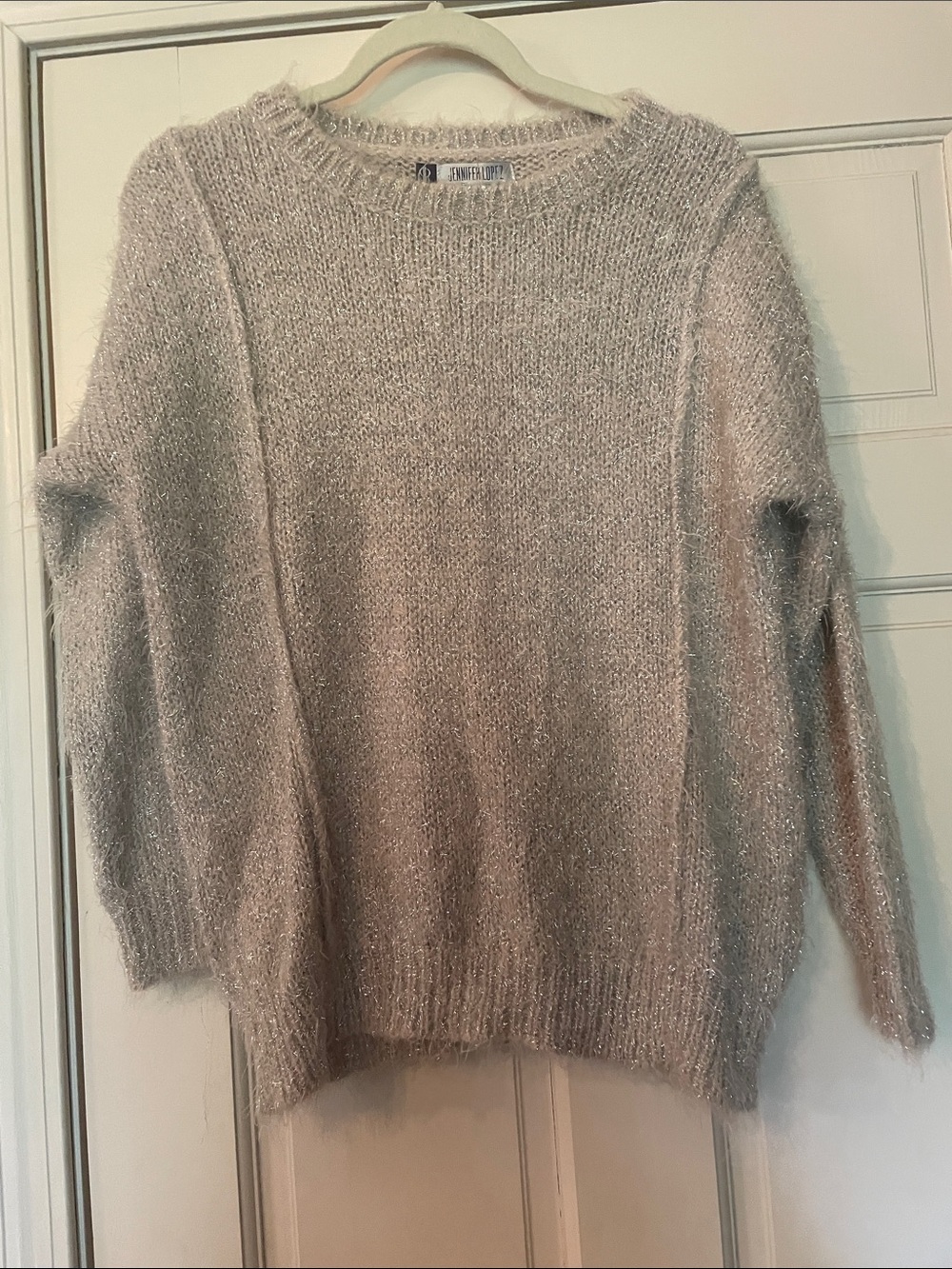 Jennifer Lopez- Cozy Shimmery Crewneck Sweater -Size S